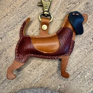 Portland Leather Dog Purse Charm FAST SHIP Portland Leather Pebbled Black KIRA